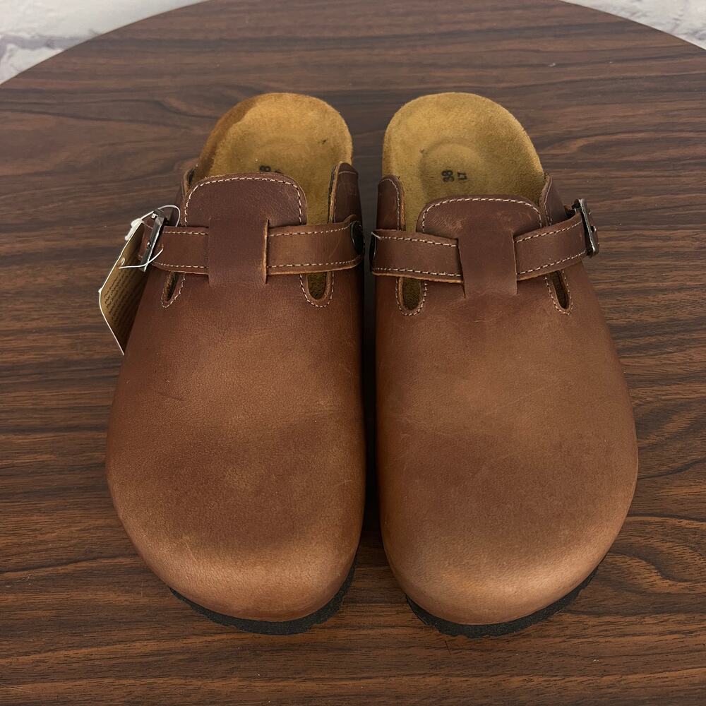 NWT NAOT Women 7 Boho Minimalist Granola Girl Staple Leather Spring Slip On Clog - Picture 9 of 12